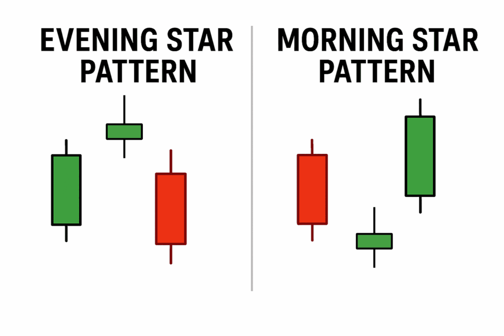 Perbezaan antara Corak Evening Star Pattern dan Corak Morning Star Pattern