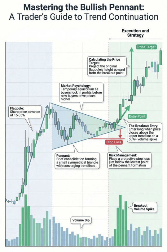 Cara Trade Menggunakan Bullish Pennant