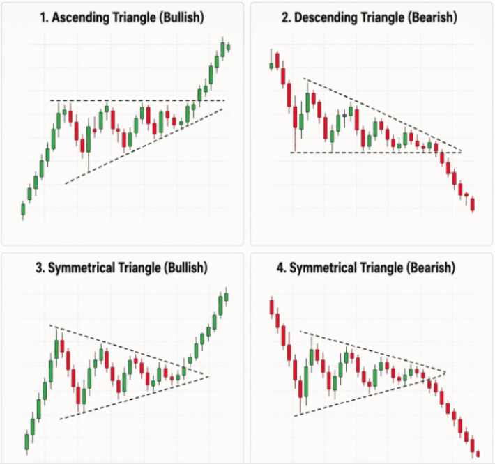 continuation chart pattern - corak triangle